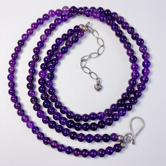 Signed Jay King DTR Amethyst Sterling Silver Double Strand Multi Strand Necklace - Picture 3 of 11